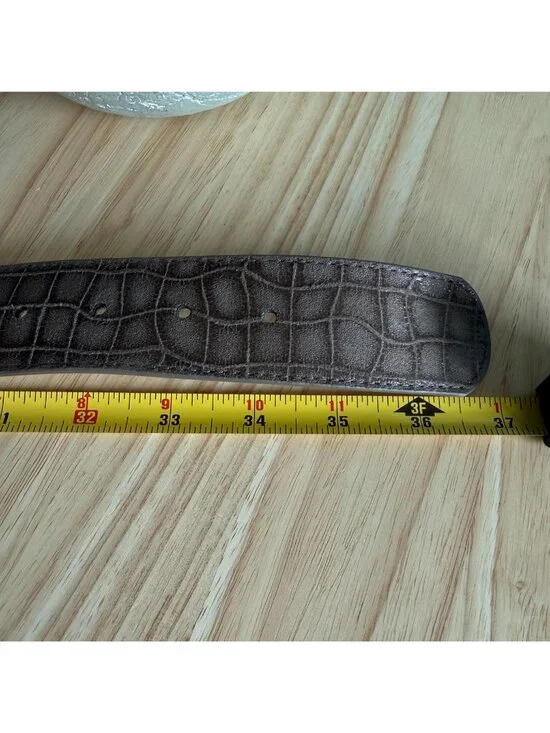 Chicos Belt M Brown Croc Embossed Faux Leather Belt With Snake Print Accents - Picture 15 of 16